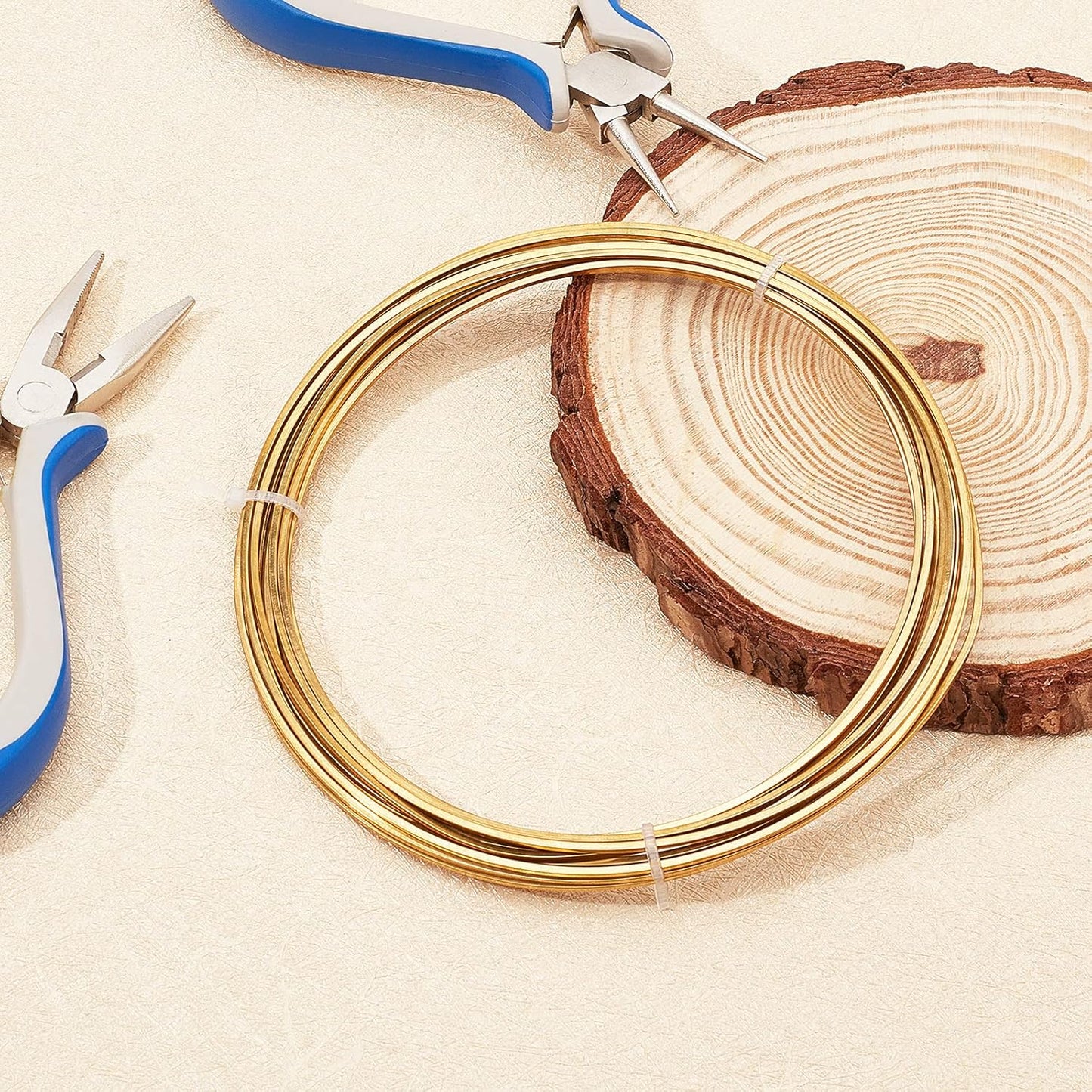 BENECREAT 16.4 Feet Square Brass Wire - 15 Gauge Half-Hard Gold Copper Wire for Jewelry Making, Beading & Craft Work