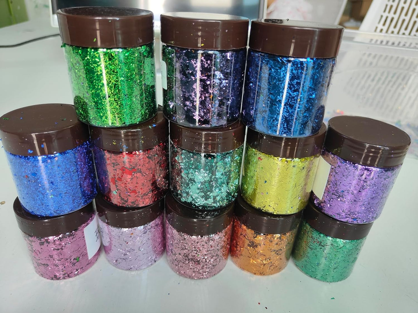 Gilding Flakes,Gold Foil Flakes for Resin,Blue Red Purple Pink Metallic Foil Flakes for Resin Jewelry Making,Nails,Painting Art,Crafts and Slime (Rose red)