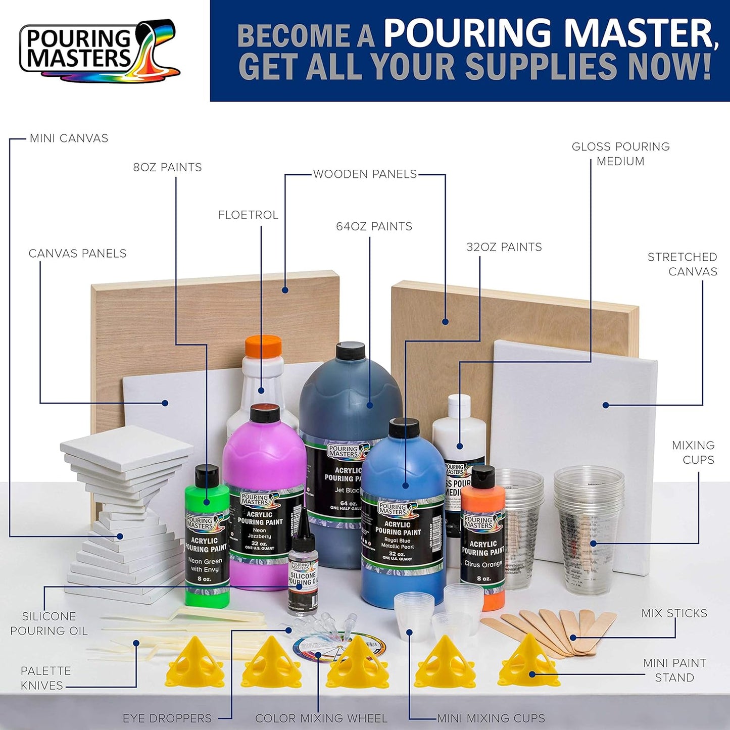 POURING MASTERS Seaglass Green Acrylic Ready to Pour Pouring Paint - Premium 64-Ounce Pre-Mixed Water-Based - for Canvas, Wood, Paper, Crafts, Tile, Rocks and More