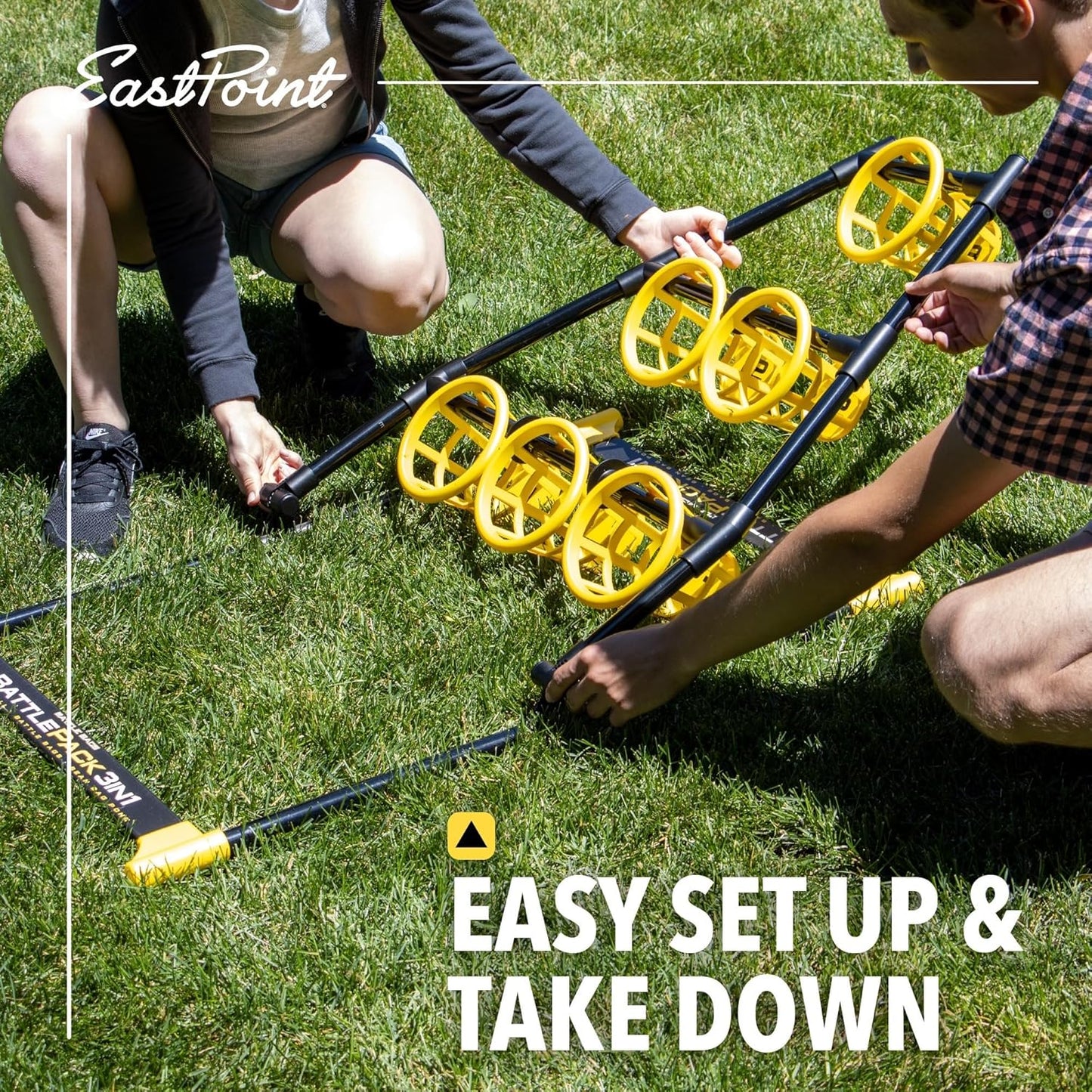 EastPoint 3-in-1 Battle Bag Battle Pack – 1 Easy to Convert Target - Bean Bag Toss Pong, Ladderball, and Battle Bags All in 1 Outdoor Tailgate Game