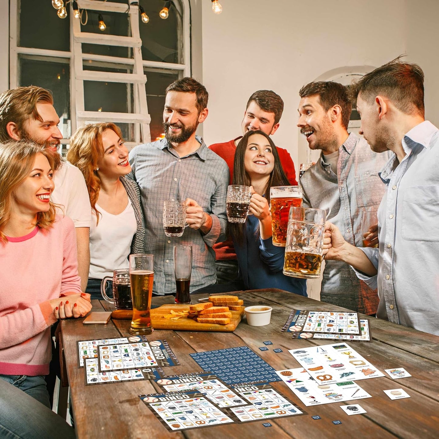 Baseball Bingo Game, Baseball Party Games Cards for Adults, Sports Party Games, Birthday Bingo, 24 Players (B06)