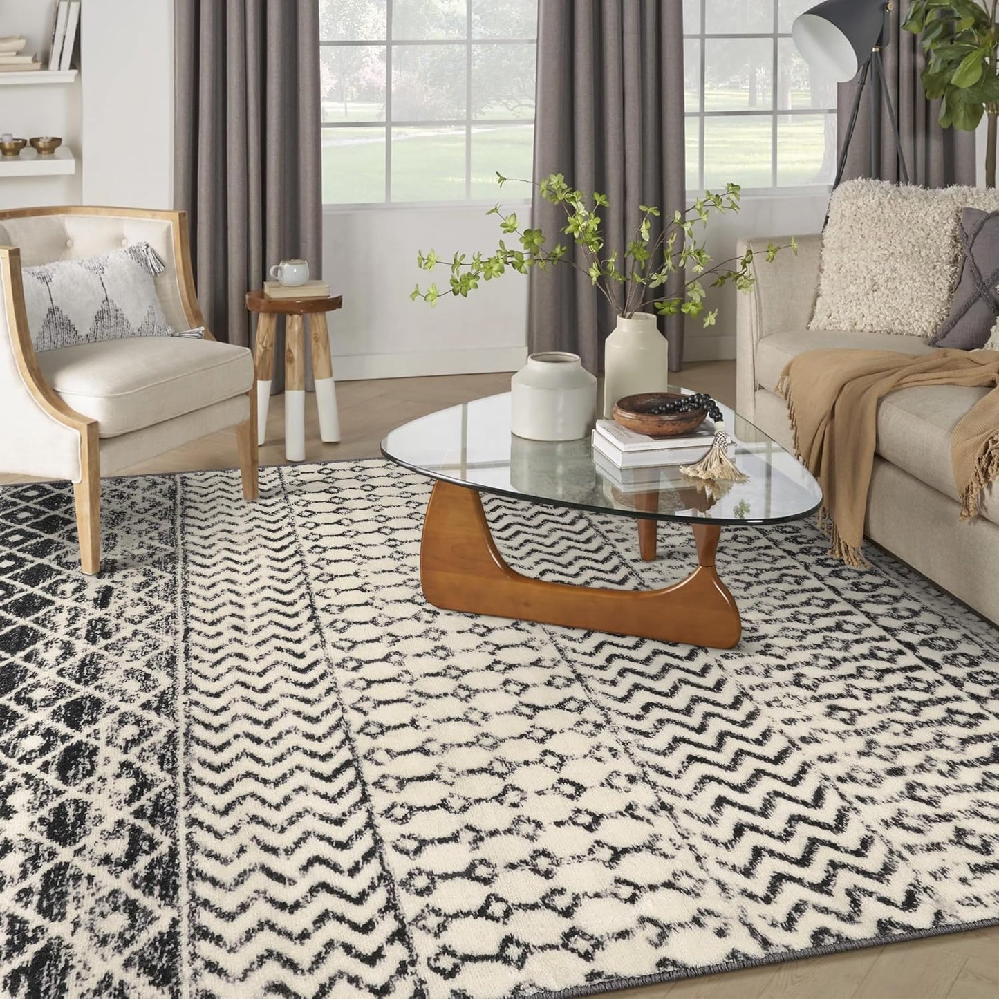 Moroccan 8x10 Area Rug, Soft Non-Slip Vintage Living Room Rugs for Bedroom Aesthetic, Low-Pile Washable Distressed Dining Room Rugs for Living Room Nursery Classroom Dorm Apartment