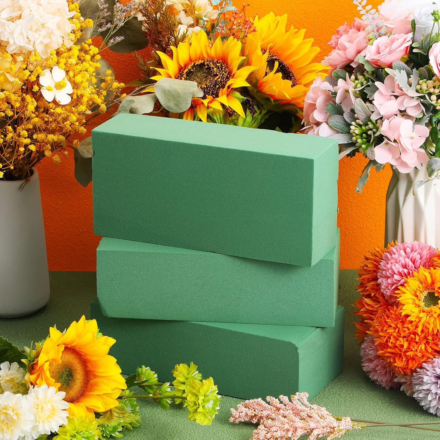 Pangda 30 Pcs Floral Foam Blocks 7. 9''lx3. 5''wx2. 4"h Green Wet and Dry Flower Foam for Fresh and Artificial Flower Arrangements Bulk Florist Supplie for Wedding, Birthdays, Diys, Arts, Crafts