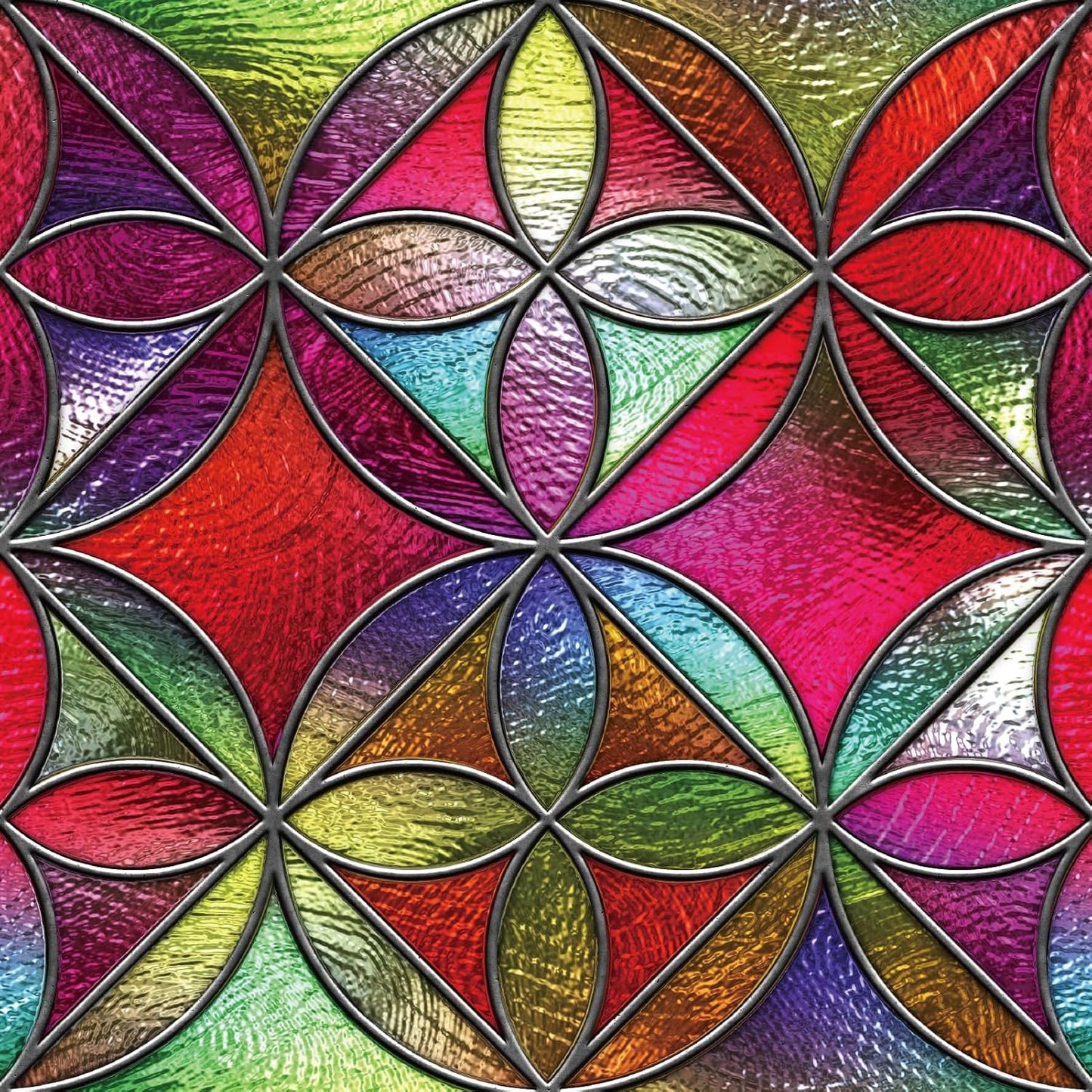 DKTIE Geometric Art Stained Glass Window Film Bathroom Window Privacy Film Frosted Glass Static Clings Non Adhesive with Installation Tools, Modern Home Improvement Style (S323, 17.7'' x 78.7'')