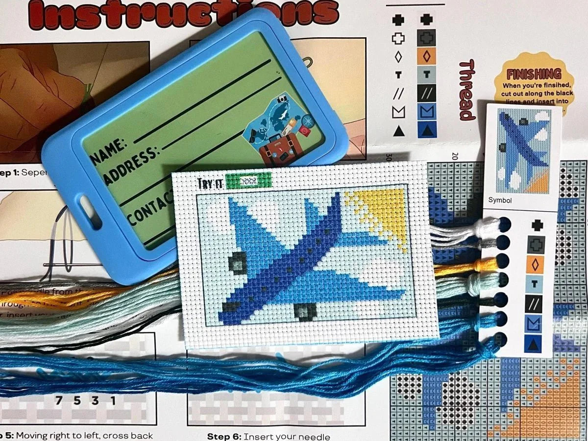 Blue Airplane Cross Stitch Kit