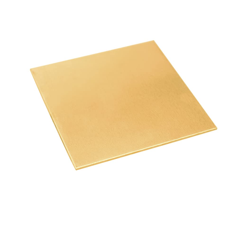 10 Gauge Brass Sheet，H62 Brass Plates Metal 0.098" Thickness x 5.9" Width x 5.9" Lenght, for Models, Crafts, Repairs, Electrical, 1Pcs