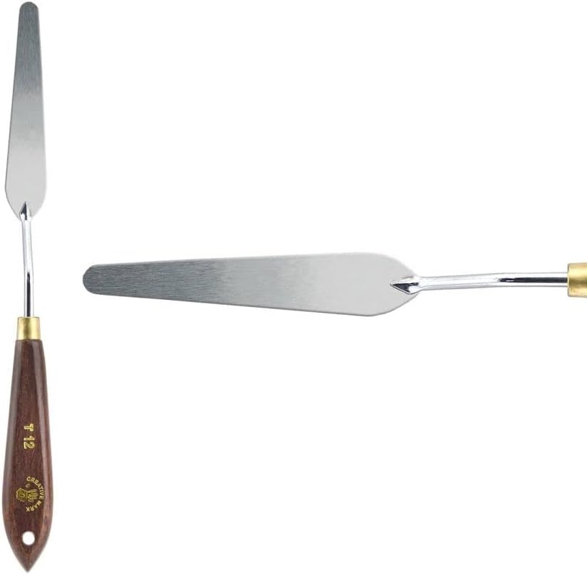 Creative Mark Stainless Steel Palette Knife Painting Tools - Paint Palette with Wooden Handle - Variety of Shapes and Sizes - 12T, 3-5/8 in