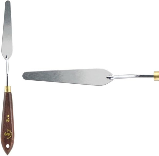 Creative Mark Stainless Steel Palette Knife Painting Tools - Paint Palette with Wooden Handle - Variety of Shapes and Sizes - 12T, 3-5/8 in
