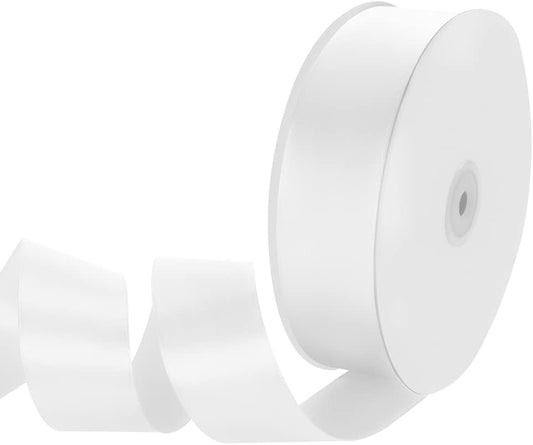 1-1/2" Width x 100 Yards Satin Ribbon, White Ribbon Perfect for DIY Craft, Bows, Gift Wrapping, Flower Bouquet, Valentine's Day, Christmas and Party Decoration