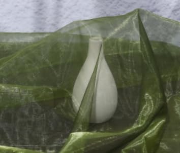 Two-Tone Iridescent Holographic Organza Fabric - 5.5 Yards | Lightweight Sheer Gauze Voile Tulle | for Dresses, Party Decor, DIY Crafts, Shiny Backdrops（Olive-Greenish Yellow