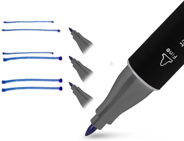 Caliart Markers, 100 Colors Dual Tip Art Markers Sketch Pens Permanent Alcohol Based, with Case for Adult Artist Halloween Drawing Sketching (Black Barrel)