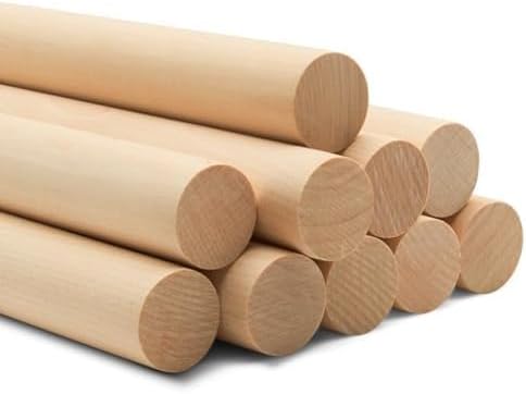 Albo 1" x 36" Wooden Dowel Rods Set - 25 Pack Birch Natural Long Craft Sticks Woodworking Furniture Garden Structures Hardwood Sanded Smooth Railings Supports Decor Crafts DIY Projects