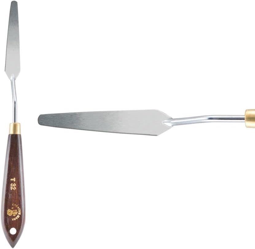 Creative Mark Stainless Steel Palette Knife Painting Tools - Paint Palette with Wooden Handle - Variety of Shapes and Sizes - 32T, 2-3/4 in
