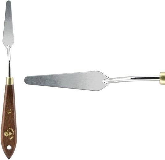 Creative Mark Stainless Steel Palette Knife Painting Tools - Paint Palette with Wooden Handle - Variety of Shapes and Sizes - 8T, 2-1/2 in