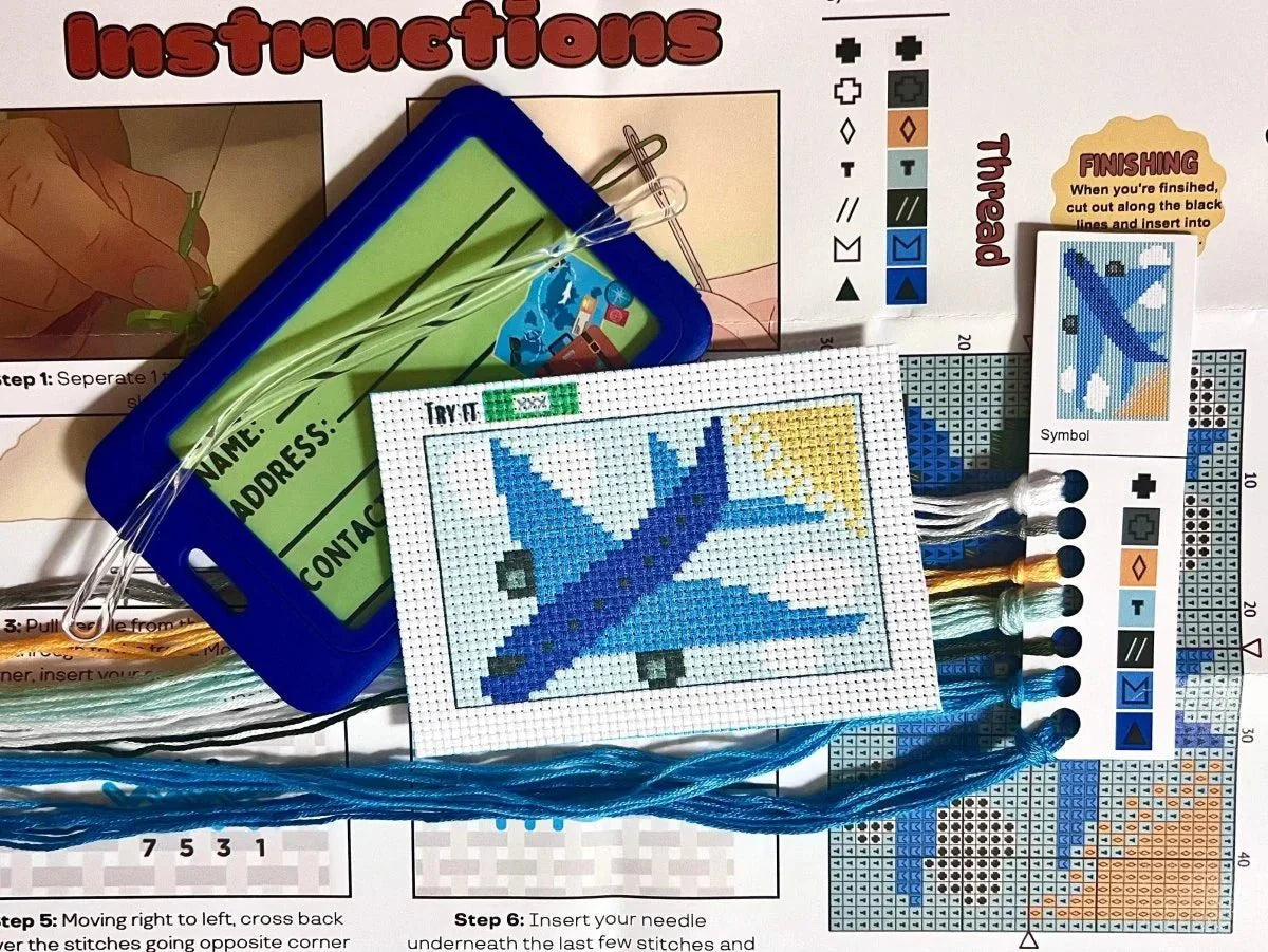 Blue Airplane Cross Stitch Kit
