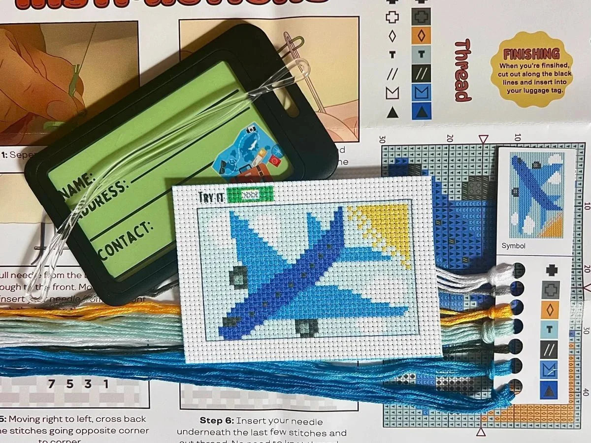 Blue Airplane Cross Stitch Kit