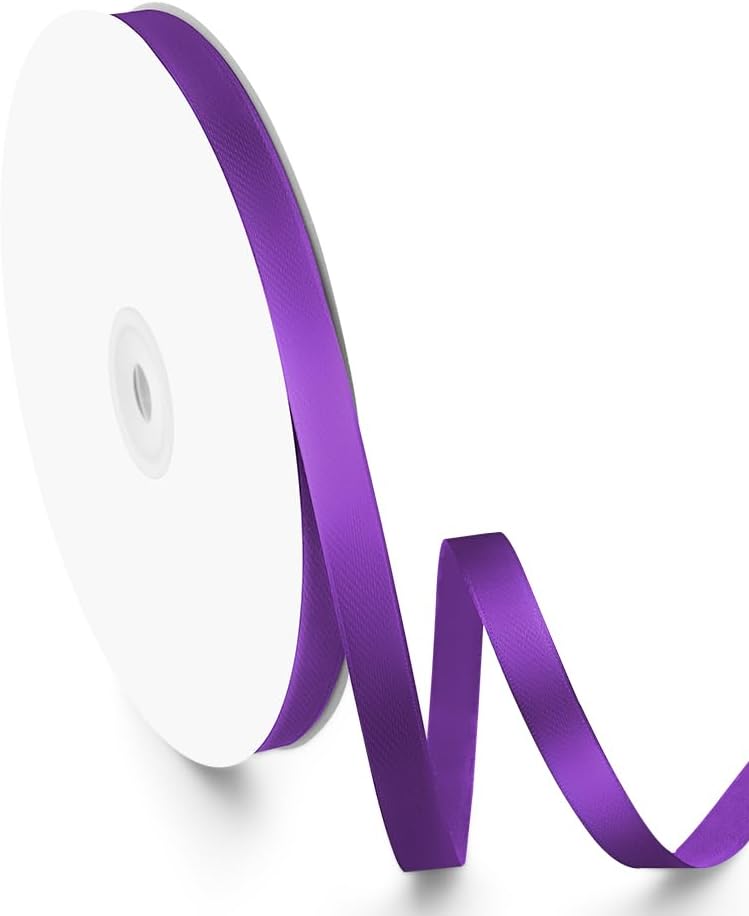 3/8" Width x 100 Yards Satin Ribbon, Thin Purple Ribbon Perfect for DIY Craft, Bows, Gift Wrapping, Flower Bouquet, Valentine's Day, Christmas and Halloween Party Decoration