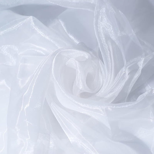 Fynite White Organza Fabric by The Yard | 2 Yard Long | 44" Wide | Bridal Soft Sheer Organza Tulle for DIY Wedding Dress Fashion Craft Decorations