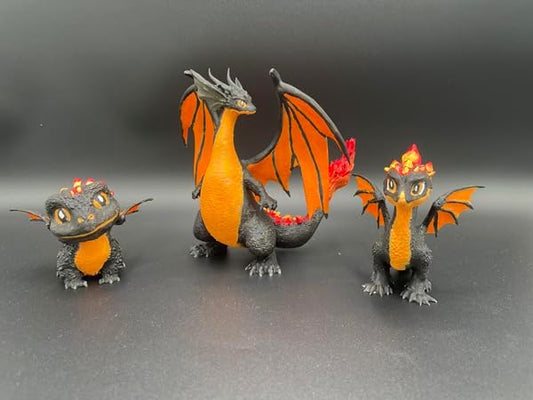 A to Z 3d Printing Create-A-Mon FIRE Premium Paint Kit, Pyryu Monster Model Set, 3 Character Models, 24 Acrylic Paints, 4 Brushes, Arts & Crafts Activity for Family Fun