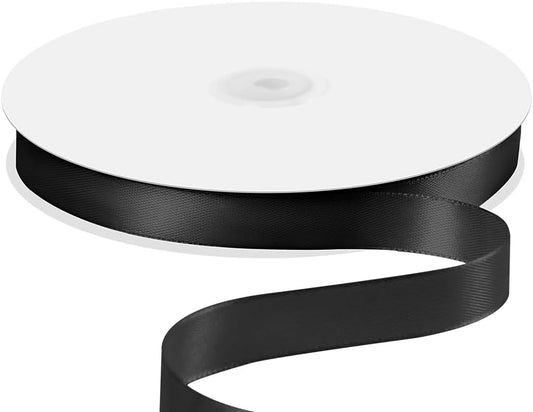 5/8" x 100 Yards Satin Ribbon - Black Silk Ribbon with Spool - Ideal for Gift Wrapping, Floral Bouquets, Crafts, Wedding Party Decorations, Christmas and Sewing Projects