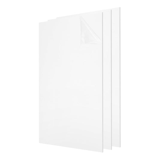 uxcell 3Pcs Acrylic Sheets 12x6 Inch Acrylic Panel 1/8 Inch-3mm Plastic Board for Picture Frames Sign Holders DIY Display Projects Craft, White