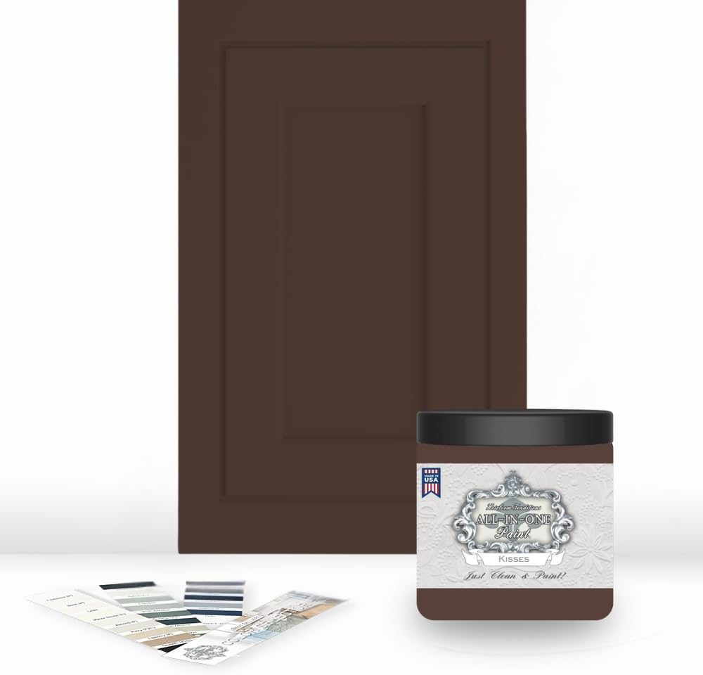ALL-IN-ONE Paint, Durable cabinet and furniture paint. Built in primer and top coat, no sanding needed. Includes our 30 featured color card - Kisses, 8oz Sample