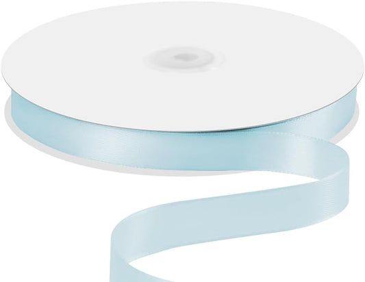 5/8" x 100 Yards Satin Ribbon - Light Blue Silk Ribbon with Spool - Ideal for Gift Wrapping, Floral Bouquets, Crafts, Wedding Party Decorations, Christmas and Sewing Projects