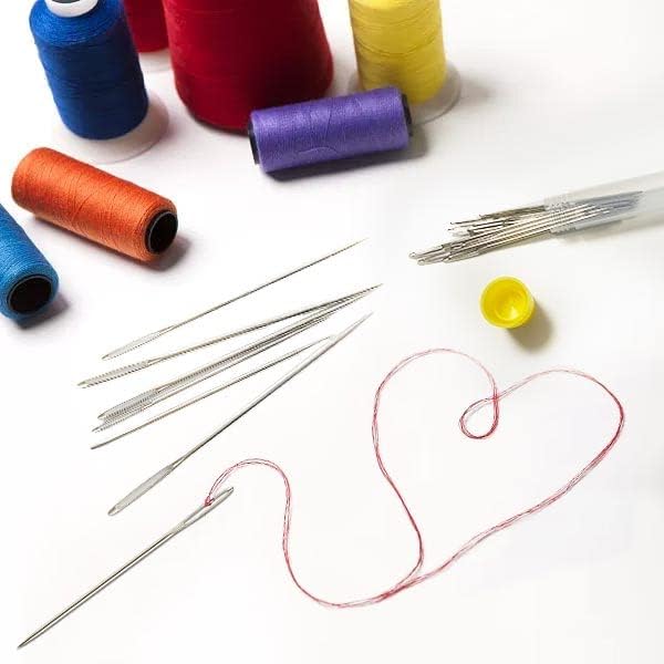 75 Pack Premium Large Eye Needles for Hand Sewing with 4 Needle Threaders, Assorted Sizes, Embroidery Needles for Hand Sewing, Sewing Needles Large Eye, Big Eye Needle