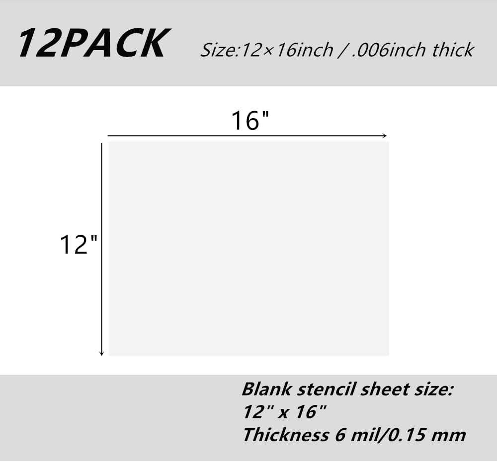 BANLTRE 12 Pack 12" x 16" 6mil/0.15mm Thick Clear Blank Stencil Sheet for Cutting,Craft Plastic Sheets (12" x 16" / 6mil)