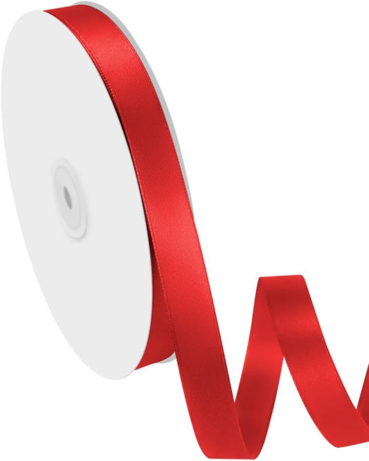 5/8" Width x 100 Yards Satin Ribbon, Red Ribbon Perfect for DIY Craft, Bows, Gift Wrapping, Flower Bouquet, Valentine's Day, Christmas and Party Decoration