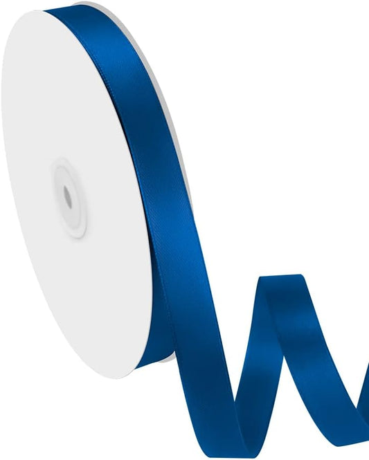 5/8" Width x 100 Yards Satin Ribbon, Navy Blue Ribbon Perfect for DIY Craft, Bows, Gift Wrapping, Flower Bouquet, Valentine's Day, Christmas and Party Decoration