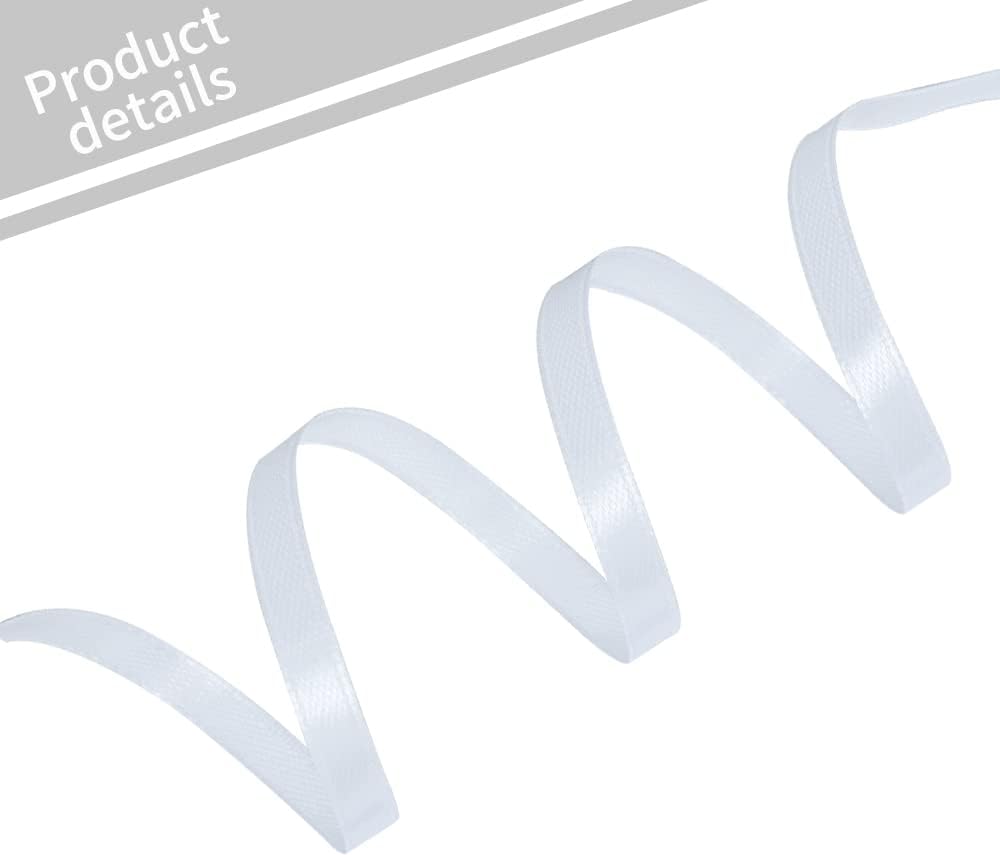 TONIFUL 1/4 Inch x 100yds White Satin Ribbon, Thin Solid Color Satin Ribbon for Gift Wrapping, Crafts, Hair Bows Making, Wedding Party Decoration, Invitation Cards, Floral Bouquets,Halloween,Christmas