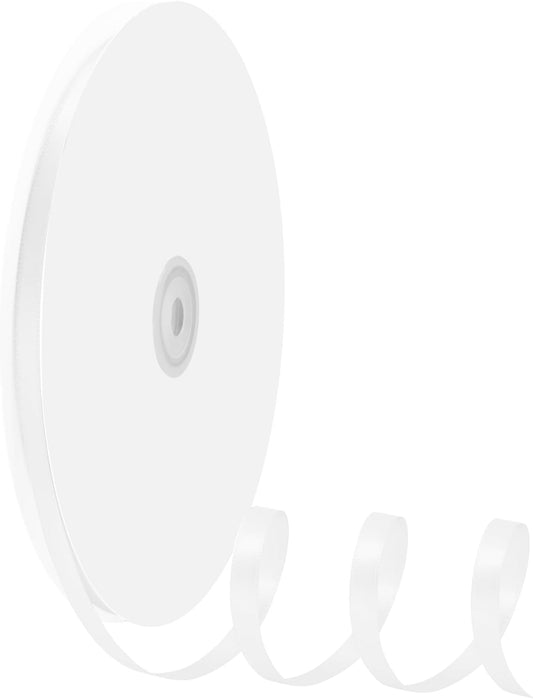 1/4" X 100 Yards Off White Satin Thin Ribbon Solid Color Double Faced Ribbons Perfect for Crafts Wedding Decor Bow Making Arts Sewing and More