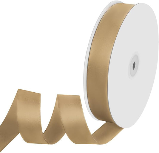 1" Width x 100 Yards Satin Ribbon, Champagne Gold Ribbon Perfect for DIY Craft, Bows, Gift Wrapping, Flower Bouquet, Valentine's Day, Christmas and Party Decoration
