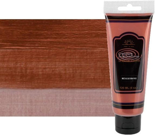 Creative Inspirations Acrylic Paint - Metallic Rich Bronze - 120 mL Tube - Smooth & Creamy Consistency, Vibrant Pigmentation, Great Coverage for Artists - Clean Up with Soap & Water