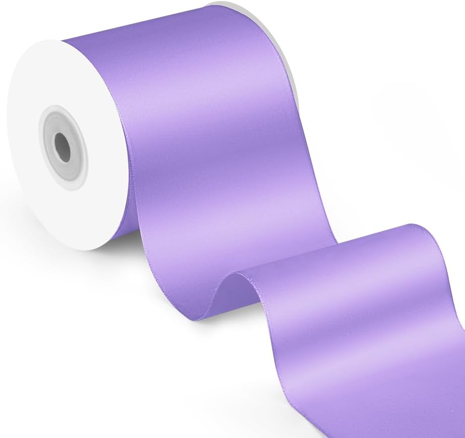3" x 25 Yards Satin Ribbon, Light Purple Silk Ribbon Ideal for Gift Wrapping, Floral Bouquets, Crafts, Wedding Party Decorations, Christmas and Sewing Projects