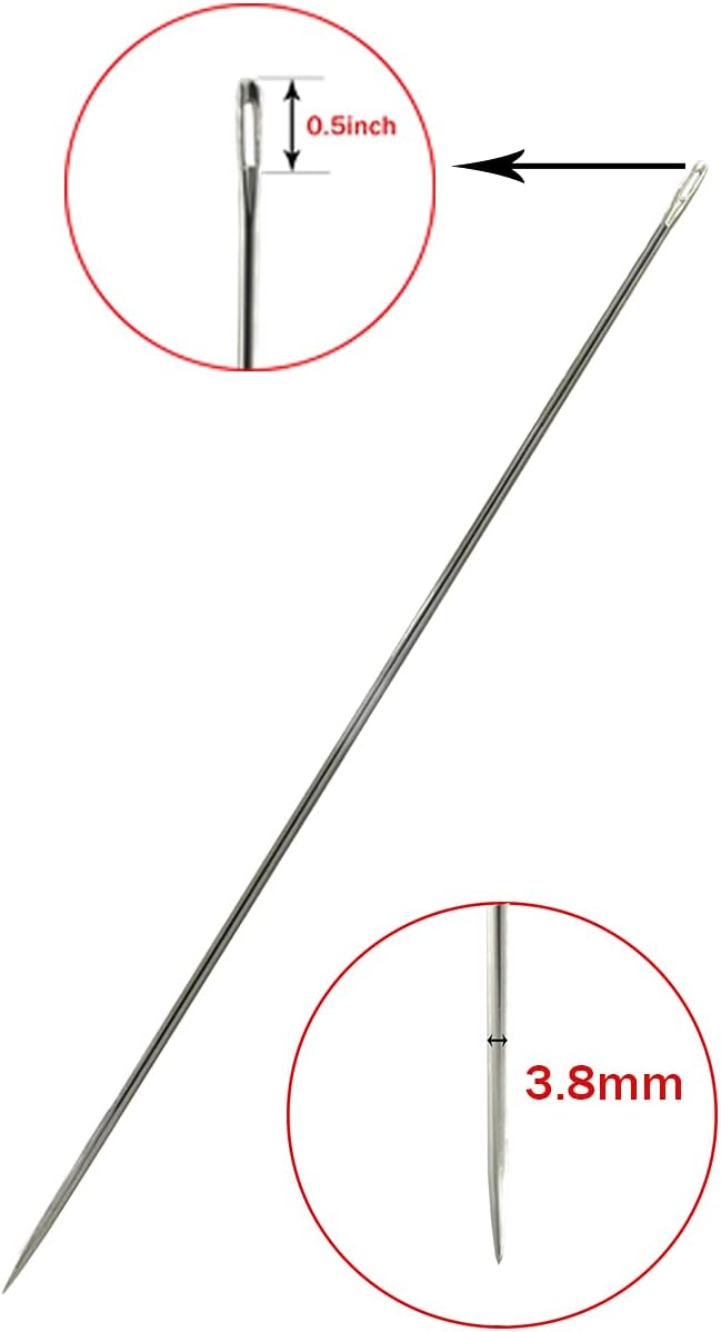 10" Upholstery Large Eye Long Needle Apply to Home or Work Hand Sewing Tapestry Embroidery with 568 Yard 150D 1mm-Width Black Leather Sewing Waxed Thread. (10 inch, 568 Yard)