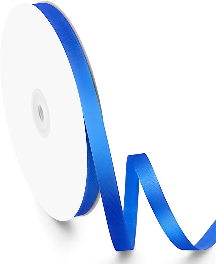 3/8" Width x 100 Yards Satin Ribbon, Small Royal Blue Ribbon Perfect for DIY Craft, Bows, Gift Wrapping, Flower Bouquet, Valentine's Day, Christmas and Party Decoration