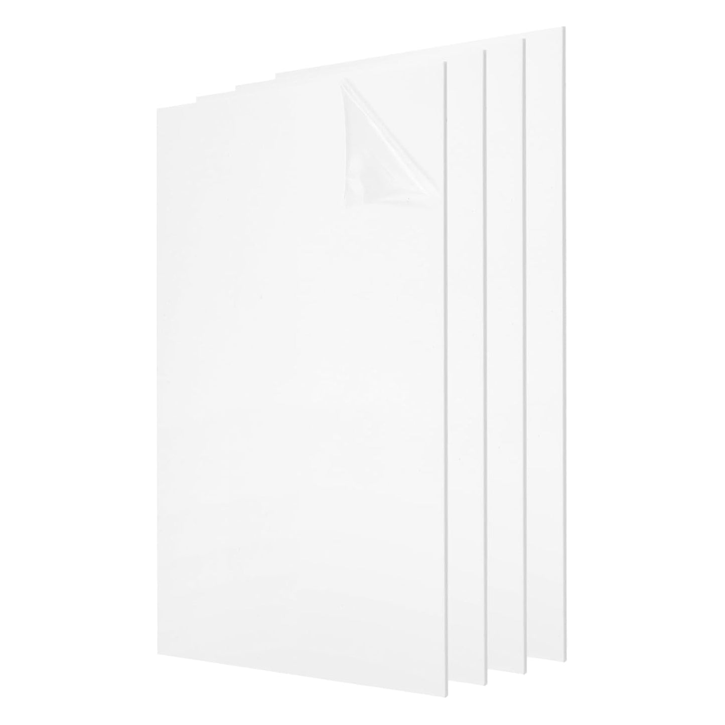uxcell 4Pcs Acrylic Sheets 12x8 Inch Acrylic Panel 1/8 Inch-3mm Plastic Board for Picture Frames Sign Holders DIY Display Projects Craft, White