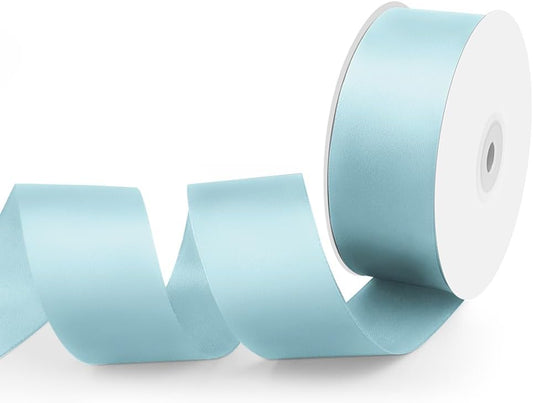 1-1/2" Width x 50 Yards Satin Fabric Ribbon, Light Blue Ribbon Perfect for DIY Bows, Swags, Gift Wrapping, Craft, Flower Bouquet，Christmas and Party Decoration