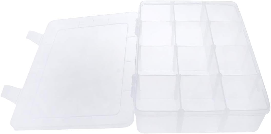 Xiaoyztan Clear Plastic Organizer, 12 Grids with Adjustable Dividers, Jewelry Box Bead Storage Container for Small Parts, Fishing Tackle, DIY Crafts, and Earrings