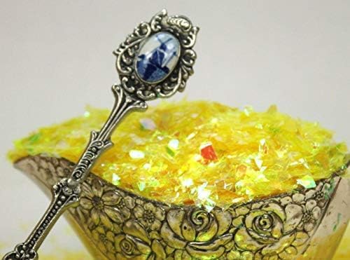 Bright Yellow Iridescent Ice Glitter Flakes for Nail Art - Lightweight Holographic Polyester - 311-4355 - 1/2 oz (14 Grams)