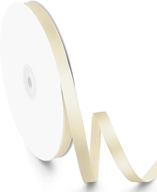3/8" Width x 100 Yards Satin Ribbon, Small Ivory Ribbon Perfect for DIY Craft, Bows, Gift Wrapping, Flower Bouquet, Valentine's Day, Christmas and Party Decoration