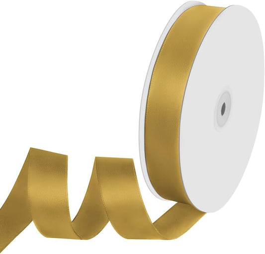 1" Width x 100 Yards Satin Ribbon, Gold Ribbon Perfect for DIY Craft, Bows, Gift Wrapping, Flower Bouquet, Valentine's Day, Christmas and Party Decoration