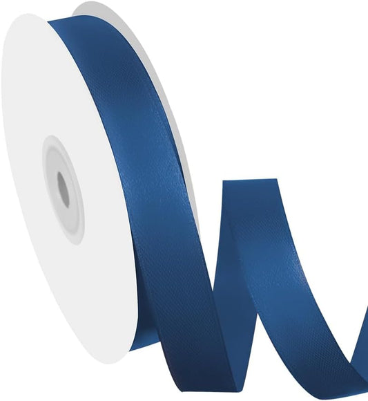 5/8" Width x 50 Yards Satin Fabric Ribbon, Navy Blue Ribbon Perfect for DIY Bows, Swags, Gift Wrapping, Craft, Flower Bouquet，Christmas and Party Decoration