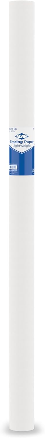 ALVIN 55W-L Lightweight Tracing Paper Roll, White, Suitable with Ink, Charcoal, Felt Tip Pen, for Sketching or Detailing - 36 Inches x 50 Yards, 1-inch Core