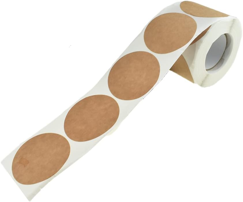 HAHIYO 2Inch 500Pcs Natural Brown Kraft Sticker Round Label Sticker Roll Round Blank Label Sticker to Write On Permanent Adhesive Dot Sticker for Jar and Canning Label Price Tag Store Organizing