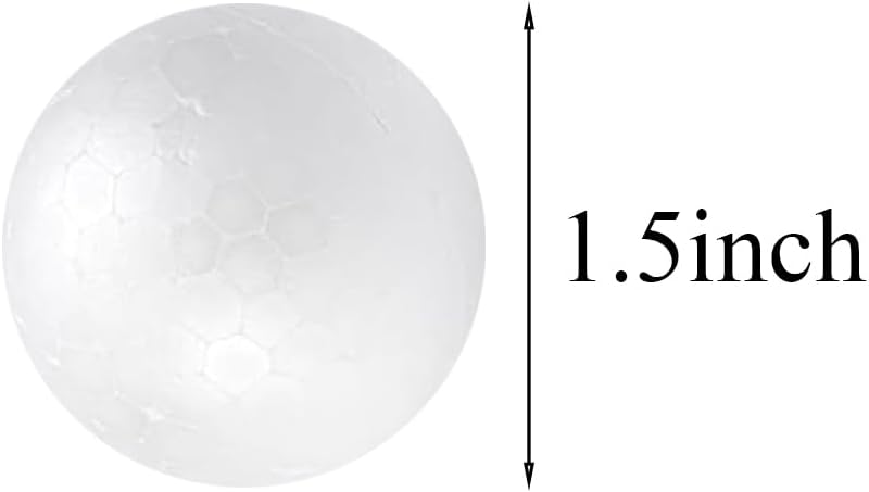 Crafjie Craft Foam Balls 50-Pack 1.5 Inches in Diamete, Smooth and Durable Foam Balls, for DIY Crafting and Decoration, White