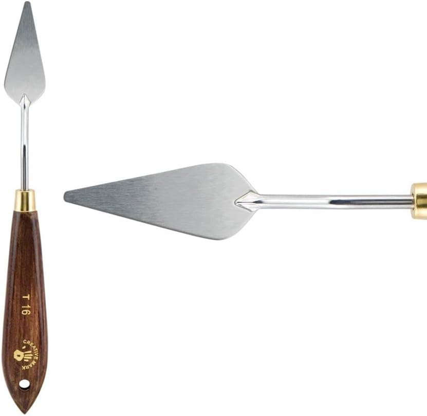 Creative Mark Stainless Steel Palette Knife Painting Tools - Paint Palette with Wooden Handle - Variety of Shapes and Sizes - 16T, 1-7/8 in