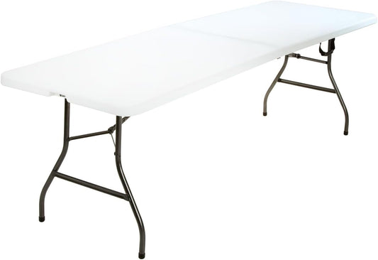 COSCO Fold-in-Half Banquet Table w/Handle, 8ft, White
